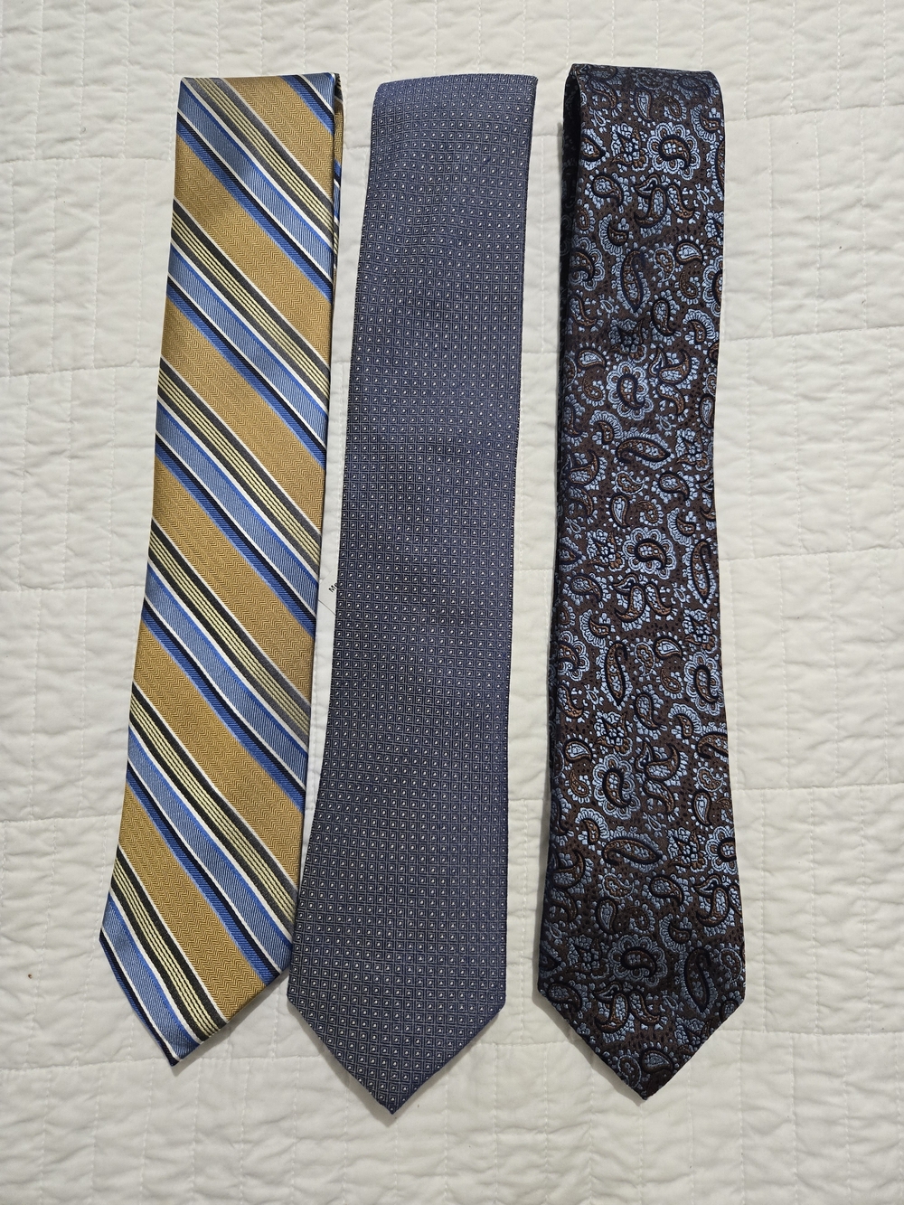 Pronto Uomo Men's Tie Set - Gold, Blue, Brown